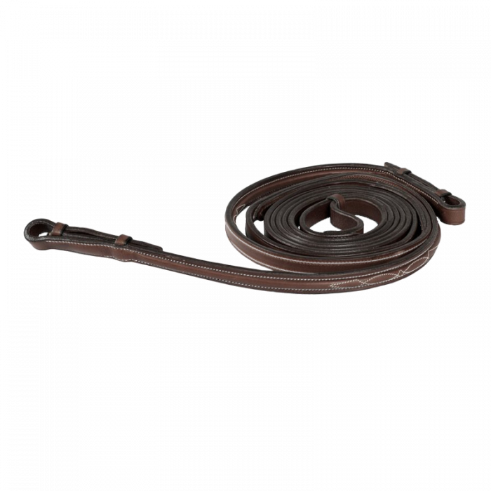 Raised dressage contact reins with fancy stitching