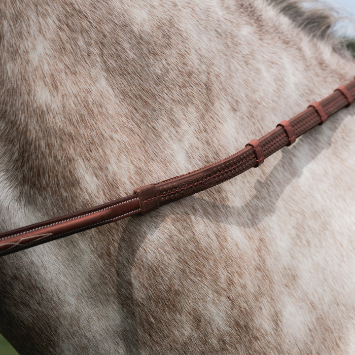 Rênes caoutchouc à arrêtoirs 1/2 rondes surpiquées